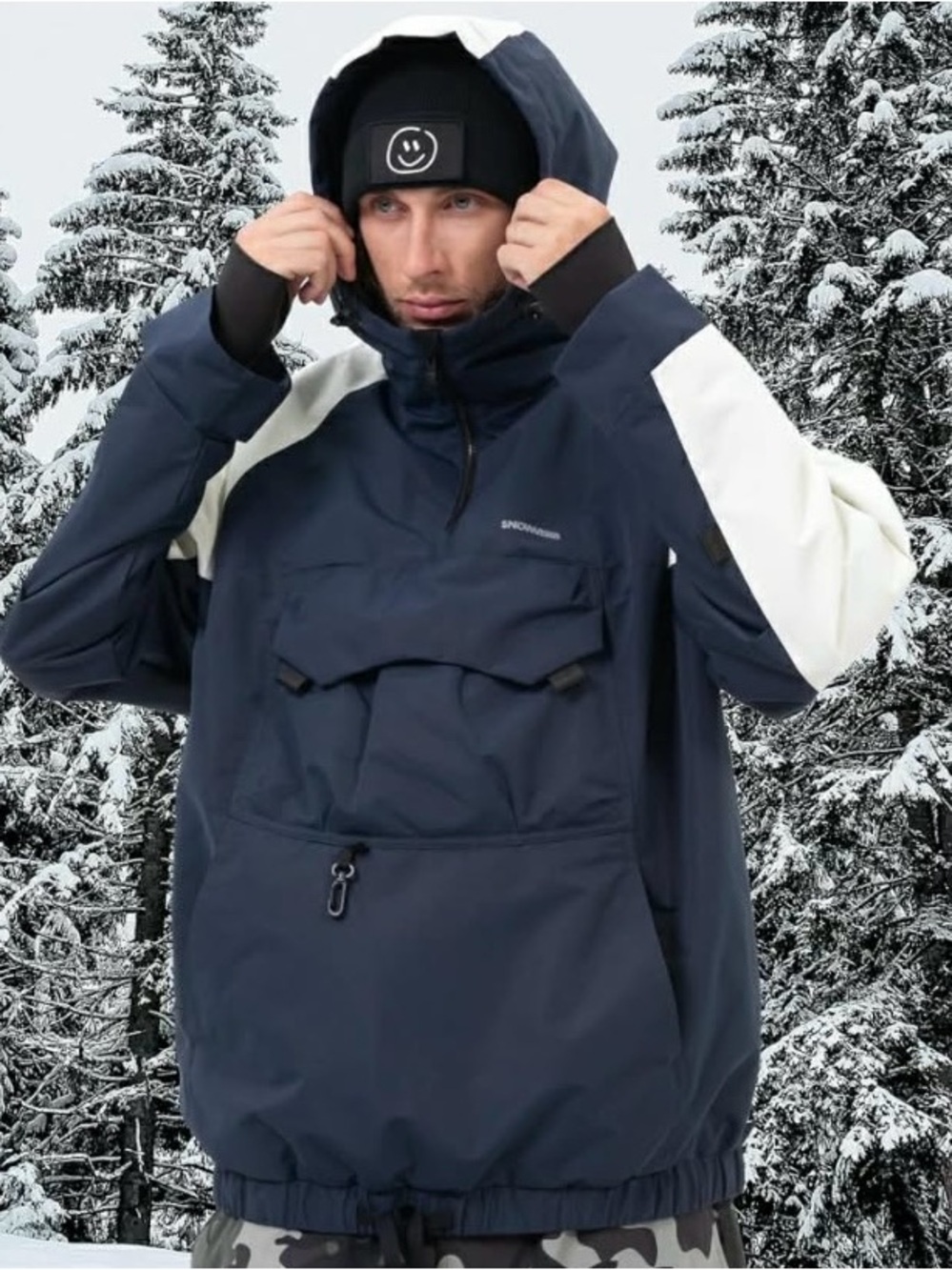 Snowverb Men’s Baggy Snowboard Anorak jacket size Small Navy and off white